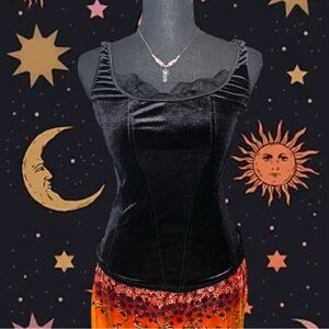 NWT Y2K White House Black Market Arianna Corset Style Tank XS Velvet Lace